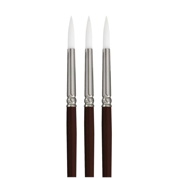 Sax True Flow Optimum White Taklon Paint Brushes, Round, Size 6, Pack of 3 PK 1567537